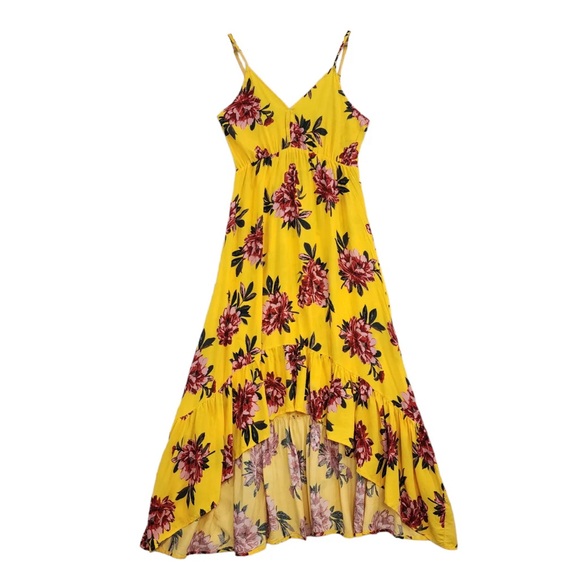 Dresses & Skirts - 344. NWT Womens Yellow Floral Sundress Maxi Dress Spaghetti Strap Ruffle Hem XXL
